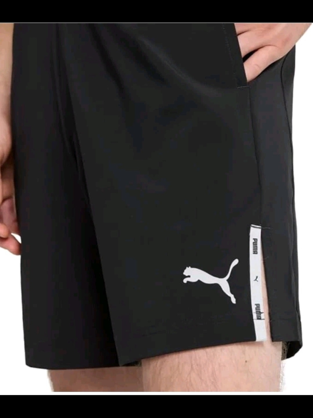 Puma Black Men's Athletic Training Shorts with White Logo Accent  Lightweight M